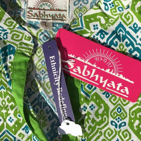 Sabhyata L Green Tunic Made in India Anthropologie NWT - Picture 4 of 10